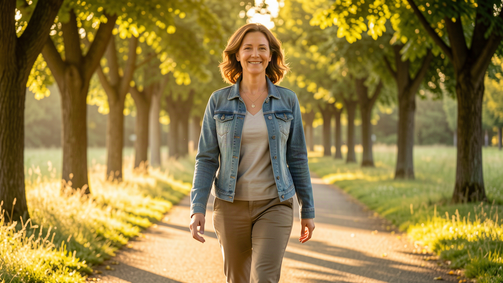 A person walking outdoors during recovery